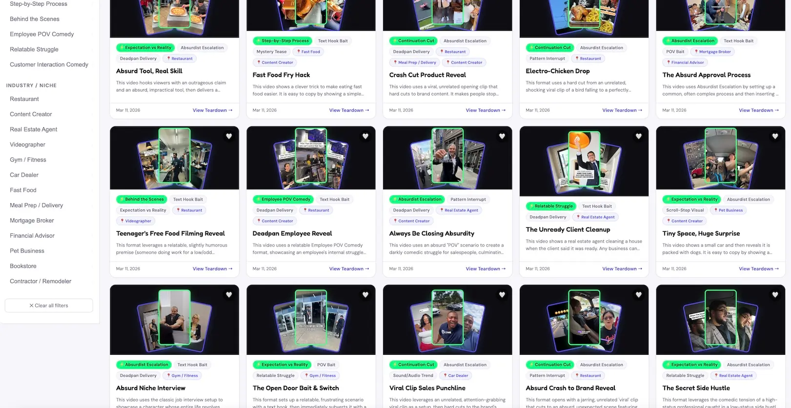 ViralBusters viral video templates dashboard